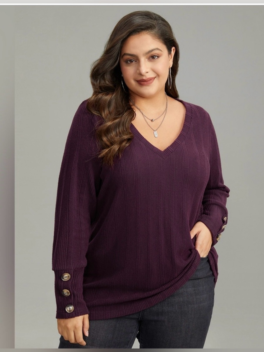 BloomChic Burgundy Ribbed Sweater